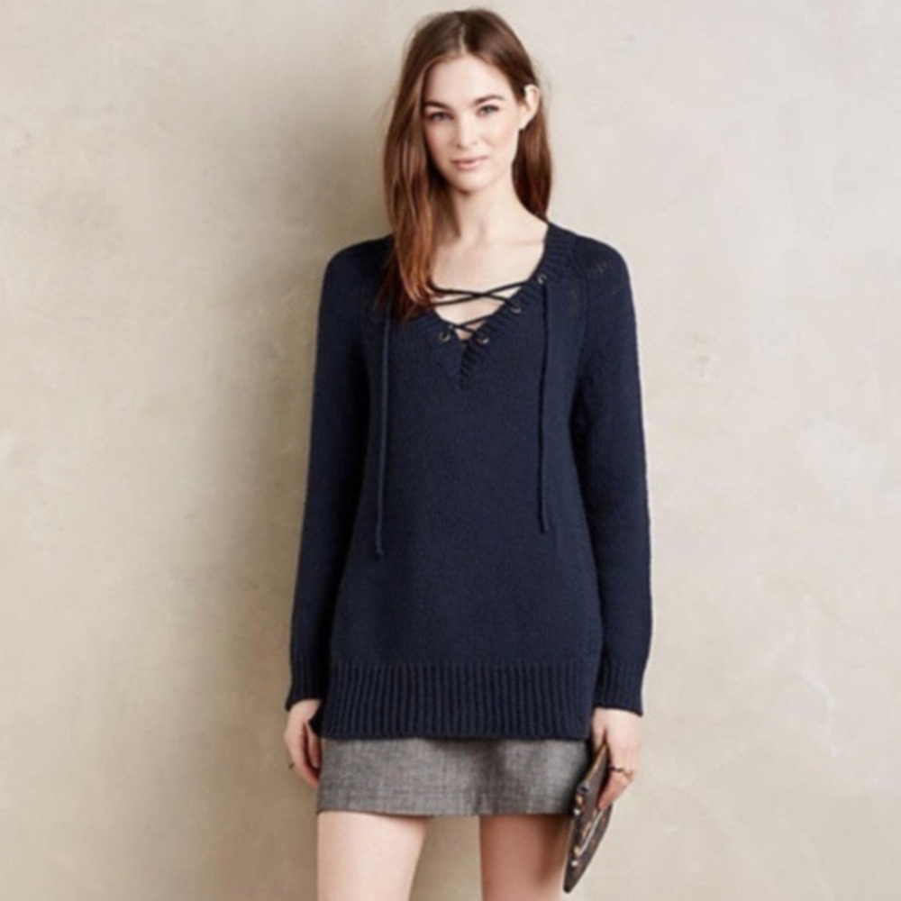 Moth by Anthropologie Asbury Lace Up Sweater